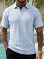 Summer New Arrival Mens Jacquard Polo Shirt - Image 4