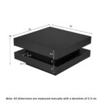 White Square High Gloss Coffee Table With 360 Rotating Top, Tea Table With 16-Color LED Light, 70x70x36 Cm - Image 7