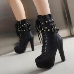Thick-heeled Rivet Tie Plus Size Martin Boots
