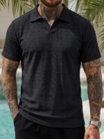 Summer New Arrival Mens Jacquard Polo Shirt - Image 2