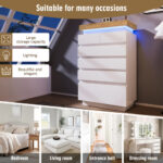 Chest Of Drawers,High-gloss Sideboard Cabinet With 6 Drawers,Storage With RGB LED App-controlled,Multi-purpose Cabinet For Living Room And Bedroom, 115 X 73 X 39 Cm, White - Image 7