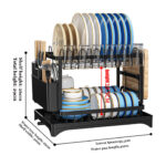 NEW 2TIER KITCHEN SINK DISH DRAINER RACK WITH DRIP TRAY CUTLERY HOLDER PLATE RACK UK - Image 7