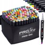 Set 120 Markere Profesionale pentru pasionatii de desen, cu cap dublu gros - subtire, cu geanta de depozitare, model AVX-WT-MDS-120 - Image 2