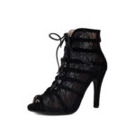 Womens Solid-color Lace Mesh Peep-toe High Heels - Image 6