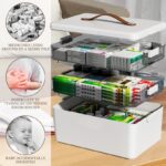 3 Layers Medicine Storage Box, Portable First Aid 3 Tier, White - Image 10
