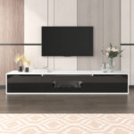 TV Cabinet, High-gloss TV Cabinet, Matching Colours In White And High-gloss Black, With Colour-changing LED Lights.only Front Cabinet Door High-gloss - Image 10