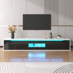 TV Cabinet, High-gloss TV Cabinet, Matching Colours In White And High-gloss Black, With Colour-changing LED Lights.only Front Cabinet Door High-gloss - Image 8