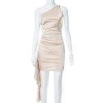 One-shoulder Sleeveless Mini Dress Sexy Slim Backless Skirt Party Wedding Dresses Womens Clothing - Image 2
