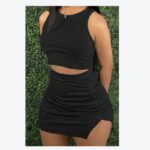 Ladies' Ribbed Crop Top And Bodycon Skirt Set - Image 2