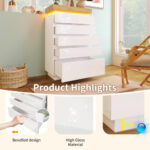 Chest Of Drawers,High-gloss Sideboard Cabinet With 6 Drawers,Storage With RGB LED App-controlled,Multi-purpose Cabinet For Living Room And Bedroom, 115 X 73 X 39 Cm, White - Image 2
