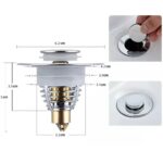 Dop scurgere chiuveta, universal, deschidere cu click, material oțel, diametru exterior 62 mm, culoare Argintiu - Image 6