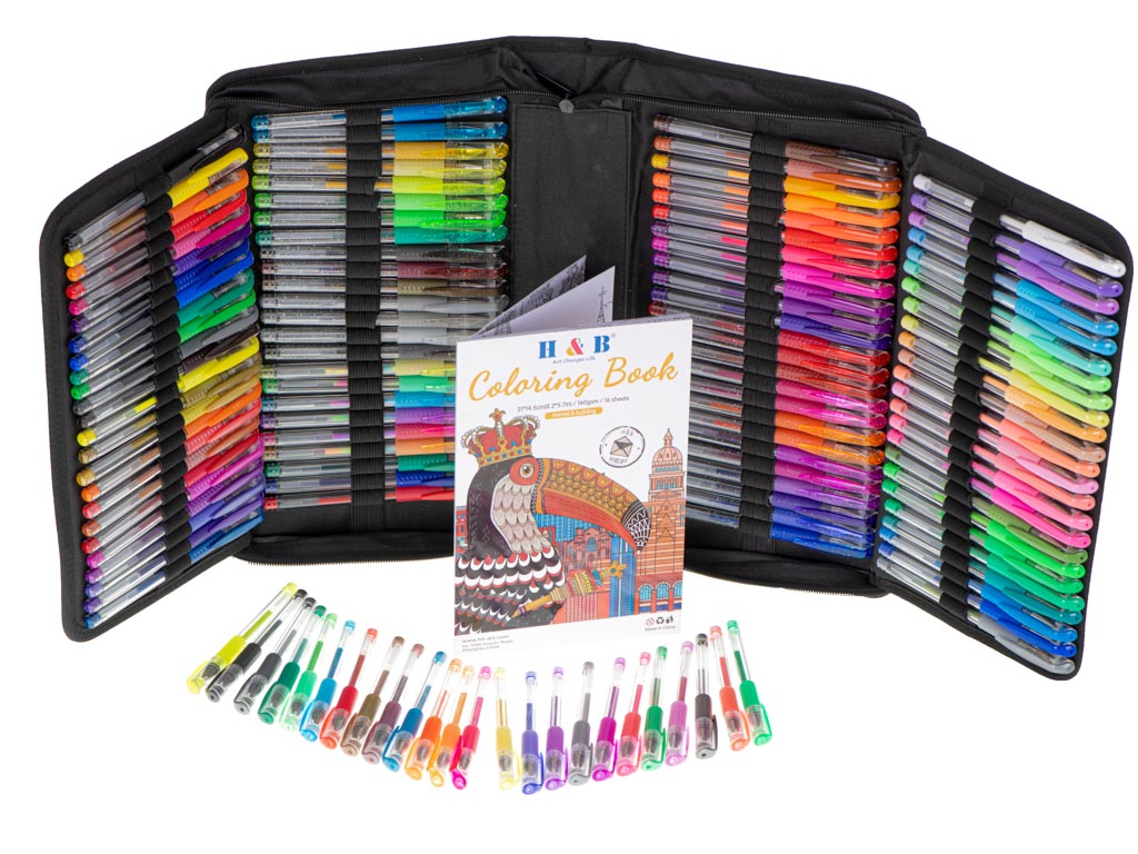 KX555376800 Set 242 piese, Pixuri cu gel multicolor + Rezerve + Carte de colorat + Penar - Image 1