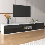 TV Cabinet, High-gloss TV Cabinet, Matching Colours In White And High-gloss Black, With Colour-changing LED Lights.only Front Cabinet Door High-gloss - Image 9