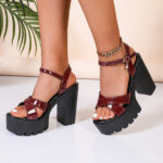 Patent Leather Platform Thick-soled Sandals For Women - Image 3