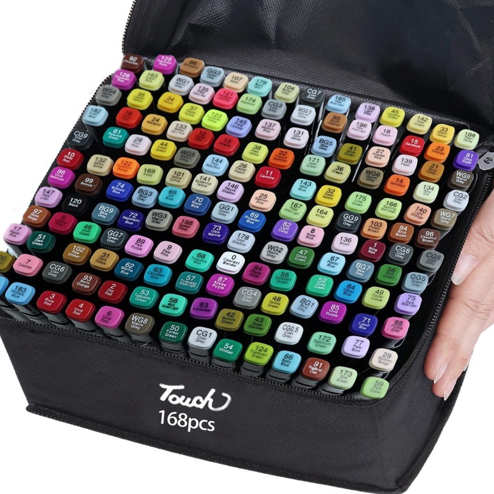 c1e31f2f-09d7-4176-991f-7055c8d1871e.jpg 168 Colors Dual Tip Art Markers Color Pens Drawing Watercolour Kids & Gift - Image 1