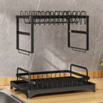 NEW 2TIER KITCHEN SINK DISH DRAINER RACK WITH DRIP TRAY CUTLERY HOLDER PLATE RACK UK - Image 3