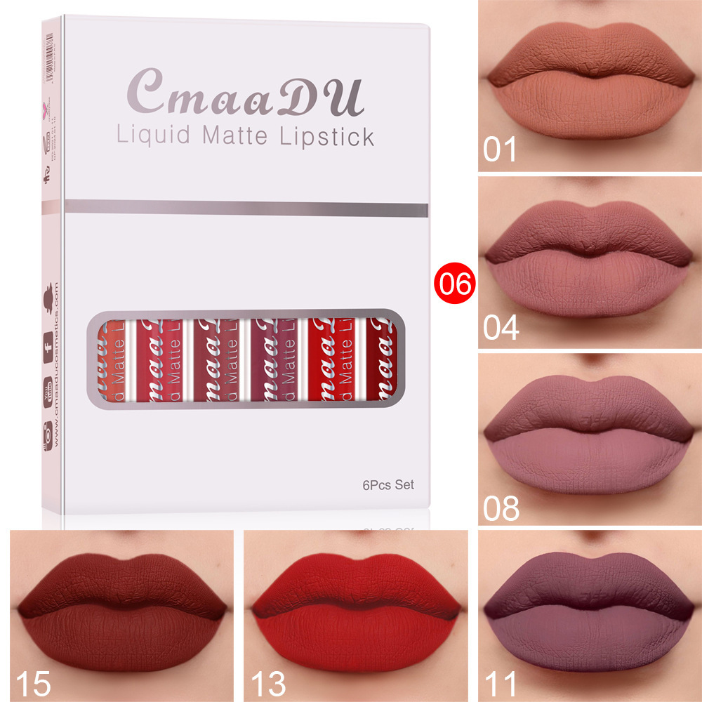 dd9adf29-2f90-4191-a648-fae77fe8c4bf.jpg 6 Boxes Of Matte Non-stick Cup Waterproof Lipstick Long Lasting Lip Gloss - Image 1