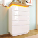 Chest Of Drawers,High-gloss Sideboard Cabinet With 6 Drawers,Storage With RGB LED App-controlled,Multi-purpose Cabinet For Living Room And Bedroom, 115 X 73 X 39 Cm, White - Image 5