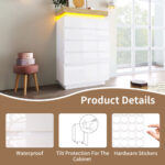 Chest Of Drawers,High-gloss Sideboard Cabinet With 6 Drawers,Storage With RGB LED App-controlled,Multi-purpose Cabinet For Living Room And Bedroom, 115 X 73 X 39 Cm, White - Image 6