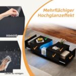 Led Coffee Table With 2 Drawer Storage, High Gloss Coffee Table For Living Room Unique Shape Centre Table With 16-Color Led Lights,End Table For Home Office Furniture, Black - Image 4