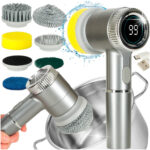Perie electrica "5-in-1" cu 5 accesorii de curatare pentru baie, podea, rosturi faianta, piscina, cu afisaj cu LED si incarcare USB